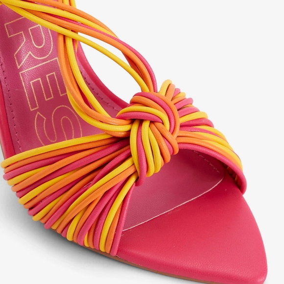 Express Pink and Yellow Strappy Heels - Picture 3 of 15